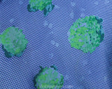 Size 4 Sun Dress - Blue & Green Silk 50s Summer Frock - 1950s Girl Next Door - Hydrangea Floral Polka Dot Scarf Silk with Corsage - Bust 33
