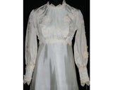 Size 8 Wedding Dress - Fanciful Lace & Satin 1960s Bridal Gown with Detachable Train - 60s Empire Wedding - Deadstock - Bust 34.5 - 32765-1