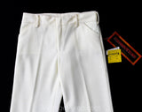 Size 10 Cream Wool Tailored Pant - Late 60s 70s Offwhite Knit Trousers by Plushbottom & Peabody - Medium 1960s Ivory Wool Blend - Waist 30