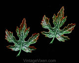1950s Leaf Brooches - Pair of Scatter Pins - Green & Brown Fall Leaves - Autumn Season - Two Pieces 1960s Classic Jewelry - Gerry's - 50566