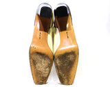 Size 9.5 Ferragamo Shoes - Fine Quality Designer Slingback Pumps - 9 1/2 AA Narrow Bone & Black Two Tone Heels - Leather Toe Caps - Gorgeous