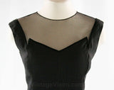Size 6 Designer 1950s Black Linen Dress - Small - As Is - Sexy Fish Net & Velvet - 50s Rockabilly Glam - Karen Stark Harvey Berin - 43785