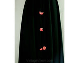 Size 4 Black Dress - Jersey & Pink Flowers 70s Strappy Dress - Spring - Summer - Winsome - Coral - Ankle Length - Small Long Dress - 41689