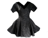 XS 1950s Black Taffeta Full-Skirted Top with Velvet Neckline - Size 2 New Look 50s Evening Bodice with Circle Skirt Style Peplum & Pockets