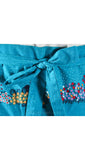 Size 8 Turquoise Summer Skirt - 70s Wrap Maxi Skirt - Teal Meadow Flowers Cotton Perspective Print - Resort Chic - Waist 28 to 29 - 40354-1