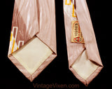 1940s Deco Men's Tie - 40s Lilac Gray Rayon Satin Brocade Necktie - Goldenrod Yellow Geometric Print Cravat - Young's Ocean City NJ Label