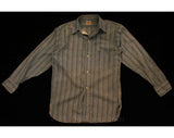 Boys 1930s Shirt - Size 14 Blue Striped Cotton Authentic 30s Teenager Long Sleeved Dress Shirt - Depression Era - Chest 37 Neck 13.5 - NOS