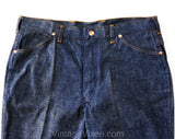 Large Retro Denim Jeans - 1960s Dark Indigo Blue Cotton - Ladies Size 12 Straight Leg 60s Dungarees - Rockabilly Deadstock - NWT - Waist 33