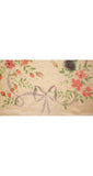 Made in Paris - 1950s Souvenir Scarf - Spring Flowers & Ribbon Motif - Hand Painted Watercolor - Graceful Street Artist Painting - 37995