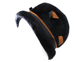 Schiaparelli 1960s Hat - Velvety Black Napped Felt with Mocha Brown Ribbon - 60s Bowl Shaped Mod Millinery - Two Tone Chic - Fall Autumn