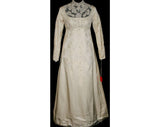 Size 8 Wedding Dress - Jane Austen Style 1960s Satin Bridal Gown - Pearls & Lace - Priscilla of Boston - Size Small - Bust 34.5 - 32790-1