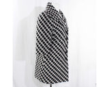 Size 4 Karl Lagerfeld Jacket - 90s Black & White Wool Hip Length Blazer - 1990s Designer Label Made in France - Half Sleeves - Bust 36
