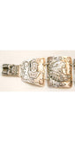 Vintage 1940s Imperialist Historic American Bracelet - Silvertone Silver Metal 40s Southwestern History - Likely Artisan Made - 38346-1