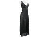 Size 6 Sexy Nightgown - 1970s Black Negligee with Bare Cutout Sides - Sleeveless Small 70s Summer Nightie by Mistee - As Is - Bust 34