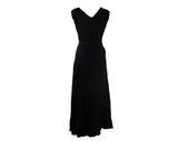 Size 14 Black 1930s Dress - Large Authentic 30s Bias Cut Evening Gown - Metallic Gold Plisse Polka Dot Crepe - Ankle Length Formal - Bust 41