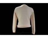 Size 14 Beaded Cardigan - Pastel Peach - 1950s 60s Candy Color Beads - Pastel Wool & Angora Knit - Open Front 50s Sweater - Bust 41 - 46562