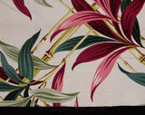 Set of 4 Tropical Drapery Panels Plus Over 6 Yards Fabric - 40s Bamboo Barkcloth Drapes 2.83 Yards x 32.5" - 1940s Pink Green Yellow Yardage