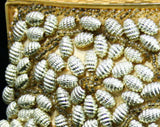 Glamour Girl 50s Purse - Bee Hive Shaped Beads - Metal Beadwork - Scallops - Hand Beaded - 1950s Formal Gold Handbag - Evening Glam - 42715