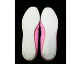 Size 9.5 Pink Shoes - Casual Lace Pattern Flats - 1960s Slip On Style - Spring Summer - Soft Rubber Sole - 60s House Wife Deadstock - 9 1/2