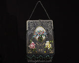 Antique 1900s 1910s Beaded Purse - Large & Impressive Edwardian Lady's Handbag - Art Nouveau Flower Filled Vase in Cameo - Roses and Fringe