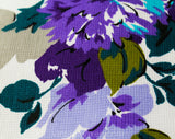 Size 14 1950s Style Dress - Large Purple Turquoise Floral Cotton Summer Frock with Wrap Bodice - Sleeveless Full Skirted 50s Look - Waist 32