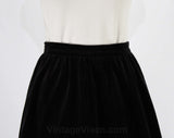 Size 6 Black Skirt - Tailored Black Velveteen 1960s Maxi Skirt - 60s Evening Formal Classic - Fitted Waistband - Elegant Beatnik - Waist 26