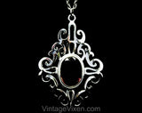 Art Nouveau Style Necklace - Amethyst Purple Glass Medallion Pendant - Victorian Revival 1960s 1970s Antique Style Repro Sarah Coventry