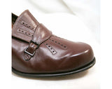 Size 5.5 Brown 30s Shoes - Unworn 1930s Secretary Style Cognac Leather Pumps - 5 1/2 AA Deco Deadstock - Fall Autumn - Excellent Conditon