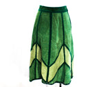 Size 8 Green Hippie Dress Set - 1970s Suede Patchwork Vest & Skirt with Matching Turtleneck Sweater - 70s Fall Autumn Forest - Waist 26.5