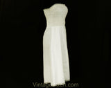 Size 6 1950s White Strapless Slip with Shirred Bodice - Small Unusual Cotton Full Slip - 50s Lingerie - Sweet Pin Up Girl Style - Bust 33.5