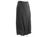Size 8 Black 1930s Half Slip - Silky Bias Cut Rayon Authentic 30s Lingerie - Satin Appliques & Scallops - Juliana - Waist 22 to 28 - 50696