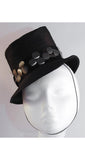 Tilt Hat - 1930s Hollywood Marlene Dietrich Style - 30s 40s Black Stovepipe Hat with Paillettes - New York Label - Mint Condition - 35952