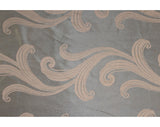 9 Yards 40s Satin Brocade Fabric - Elegant 1940s Rayon Neutral Upholstery Weight Yardage - Putty Pink & Light Gray Deco Flourish Scrollwork
