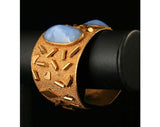 Retro 50s Brass Confetti Cuff Bracelet with Periwinkle Stones - Gold & Blue Bracelet - 1950s Rockabilly - Vintage Vixen - Bad Girl - 40152-1