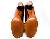 Size 7 AAAAA Leather Shoes - Unworn Deco Style Rust Brown Pumps - Sophisticated Secretary Chic 1950s 60s Heels - Deadstock with 1930s Appeal