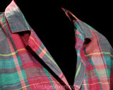 Size 6 DVF Summer Dress & Belt - 1980s Diane von Furstenberg Pink and Turquoise Blue Cotton Plaid Shirtwaist - Breezy Resort Chic - Bust 34