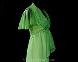 Size 8 Spring Evening Dress - 1960s Halter Gown & Fluttery Jacket - Medium Pistachio Chartreuse Green Chiffon - Bust 35 - 60s Deadstock