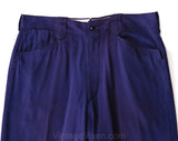 Men's Medium Rockabilly Pants - 1940s Indigo Blue Purple Gabardine Western Trouser - 40s Country Band Musician Stage Wear - Waist 33 x 28.75