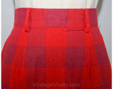 Size 4 Summer Suit - Sasson 1980s Red & Magenta Plaid Linen Suit - Kikit by Maurice Sasson - Pink Checks - Deadstock - Waist 25.5 - 38962-1