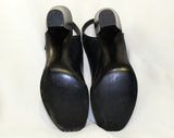 Size 5 1/2 Navy Slingback Shoes - Unworn 1940s Peep Toe Pumps - 5.5 40s Deadstock Dark Blue Leather Heels - Avant Garde Cutout Wrap Design