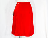 Size 0 Pedal Pusher Skirt - XXS 1960s Red Wool Skirt with Yellow Daisy Print Short Pants Lining - 60s Girl Friday NWT Deadstock - Waist 23.5