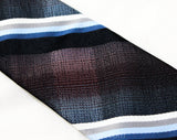 1980s Designer Tie - Handsome Aubergine Blue & Black Tie by Don Loper - Beverly Hills Preppy Classic - Diagonal Stripes - Ombre 80s Brocade