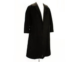 Large 1950s Black Coat - Size 12 to 14 Luxurious Overcoat - 50s Open Front Winter Coat - Beautiful Plush Luxury Soft as Cashmere - Bust 42