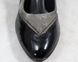 30s Style Shoes - Size 6 1/2 M - Gray Suede & Black Patent Leather 1970s Shoes - Sexy Grey 70s 80s Heels - Hush Puppies NOS Deadstock 6.5