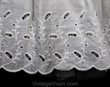 Peasant Style 1950s White Petticoat - Large Summer Cotton Crinoline - Size 12 Full Flounced Underskirt with Eyelet Lace - Waist 30 to 36