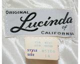 Size 10 White Dress - Glam 1950s Crepe Cocktail Dress Set with Rhinestones & Pearls - 'Lucinda' Tag - NOS 50s Deadstock - Bust 37.5 - 41165