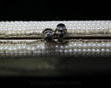 FINAL SALE 60s White Pearly Handbag with Scalloped Design - Bead Style Scallops 1960s Purse - Optional Chain Strap - As Is Best For Costume