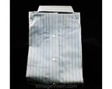 Boys 1930s Shirt - Size 14 Blue Striped Cotton Authentic 30s Teenager Long Sleeved Dress Shirt - Depression Era - Chest 37 Neck 13.5 - NOS