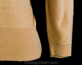 Medium 1950s Toffee Brown Sweater - Size 10 Secretary Style with Grosgrain Bow & 3/4 Length Sleeve - 50s Neutral Pullover Jumper - Bust 38