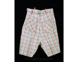 Girl's Size 6 Bermuda Shorts - 1960s Grid Pattern Plaid Cotton Preppie Short Pants - 60s Preppy Girls Separates - Deadstock - Waist 21.5